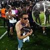 Thousands of PSG fans invade the pitch to tear down the goals and rip up the grass as they celebrate finally winning the Champions League