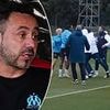 Watch the moment furious Roberto De Zerbi is pulled apart from a Marseille player in training - as the furious Italian tells star to 'call your agent'