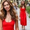 Myleene Klass goes braless in eye-catching red dress as she leaves Smooth Radio - after insisting her children shouldn't be labelled 'nepo babies'
