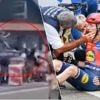 KIJK. Keiharde smak tegen paaltje en salto: beelden tonen zware crash van Mattias Skjelmose, die ook moest opgeven in de Tour
