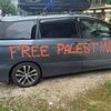 Cars belonging to Jewish tourists from Britain are covered in 'Free Palestine' graffiti in Alpine town