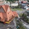 Aerial footage shows final leg of Swedish church's move to new home