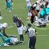 Scary moment Dolphins star is forced to exit preseason game after landing dangerously on his neck
