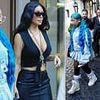 North West, The Icon! Kim Kardashian's blue-haired daughter, 12, dons another edgy ensemble in double denim, chunky boots with designer accessories as she steps out in Rome