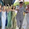 Tennis stars dazzle in glamorous gowns as they celebrate Aussie coach's tropical Philippines wedding in style