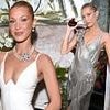 Bella Hadid makes two outfit changes for the launch party of her new fragrance Orebella as she swaps busty white gown for dazzling silver minidress