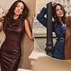 Michelle Keegan stuns in a burgundy leather dress as she models a number of trendy new autumn outfits from her latest Very collection
