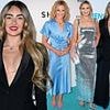 Celebrity Big Brother star Ella Rae Wise takes the plunge in a low-cut blazer as she joins glitzy Rachel Riley and glamorous Gabby Logan at the Women's Football Awards