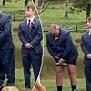 Wedding guests left in stitches after groomsman's TROUSERS suddenly fall down mid-ceremony