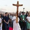 Pope greeted by vast crowd at Catholic youth event