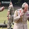 King Charles puts on an animated display as he fires gun during visit to Royal Regiment of Artillery - and is praised for his 'faultless' technique
