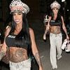 Katie Price flaunts her toned abs in Miu Miu black crop top and 'Pricey' crown after performance at Clapham Grand