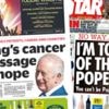 The Papers: 'King's cancer message' and 'No way... Not hymn'