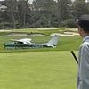Terrifying moment plane crash lands at iconic Riviera Country Club as players watch on