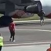 Harrowing last moments of man who jumped into jet engine revealed as video shows how he ran past ground crew and threw himself into turbine