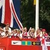 The champions of Europe! Victory parade kicks off as Lionesses party down the Mall on open-top bus