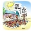 Dessin de Chaunu : avec la vague de chaleur prévue cette semaine, les piscines se remplissent