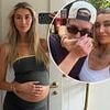 Pregnant Sophie Habboo cradles her growing baby bump in a grey co-ord before cosying up to husband Jamie Laing in sweet summer snaps