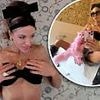 Kate Beckinsale leaves fans baffled as she poses with her dyed PINK cat while putting on a very racy display in bikini snaps