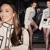 Michelle Keegan looks out of this world in a stylish white and black co-ord as she sips on cocktails in Cannes - two months after giving birth