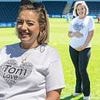 Pregnant Kelsey Parker cradles her baby bump as she leads stars at annual charity football match in memory of her late husband Tom