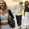 Pregnant Sophie Habboo shows off her blossoming bump in a white crop top as she heads to work with husband Jamie Laing at BBC Radio 1