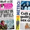 'Labour revolt on migrant hotels' and 'cult priest guilty'