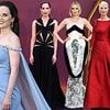 Michelle Dockery exudes glamour in a pale blue gown as she joins her dazzling co-stars Joanne Froggatt, Laura Carmichael and Joely Richardson at the Downton Abbey: The Grand Finale film premiere