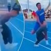 Shocking moment child is knocked over by sprinter after jumping onto the track during a race