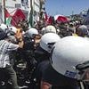 Israeli cruise passengers are greeted by furious pro-Palestine activists in Crete with riot cops pepper spraying crowds after Med voyage blighted by protests