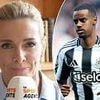 New Match of the Day presenter Gabby Logan teased for 'embarrassing and cringeworthy' video begging Alexander Isak not to leave Newcastle as fans joke they 'thought clip was AI'