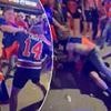 Shocking moment hockey fans let fists fly in violent brawl at playoff watch party
