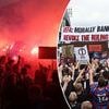 Crystal Palace fans gather at Selhurst Park to fiercely protest against UEFA's decision to kick them out of the Europa League