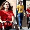Tiger Lily Hutchence and her husband Ben Archer dote on their newborn baby as they enjoy a family stroll in London