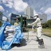 Slightly radioactive Fukushima soil is used at Japanese prime minister's office to prove safety