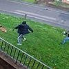 Moment dog walker is chased down street by three men minutes before being stabbed to death - as trio deny murder