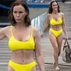 Chanelle Hayes displays her jaw-dropping figure in a bright yellow bikini as she shows off her 10-stone weight loss as she boarded a boat in Tenerife