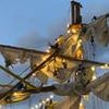 Sailors hang suspended in the air on Mexican navy vessel's mast after ship smashed into Brooklyn Bridge