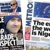 The Papers: 'Face of Liverpool horror' and 'The end is Nige'