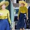 Queen Maxima of the Netherlands sports a statement green hat as she visits Amsterdam