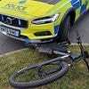 Moment 'speeding' e-bike rider gets instant karma after almost hitting pedestrian as he flees police