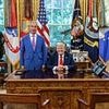 Nigel Farage meets Donald Trump in the Oval Office after hitting out at Keir Starmer's 'awful, authoritarian' UK over civil liberties