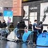 Teenagers camp out overnight and brave '15 hour' queues in the pouring rain to get their hands on brand new Nike trainers